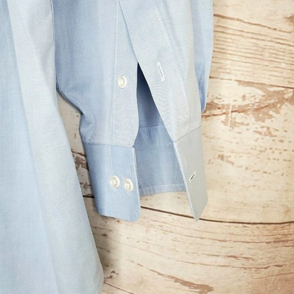 Stuart Hughes 15 1/2 32-33 Button Up Blue Dress Shirt With Extra Buttons - Picture 4 of 10